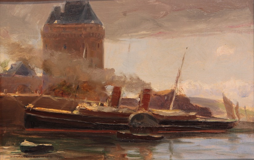 Farquhar M Knowles Boat at Harbour Unframed Final